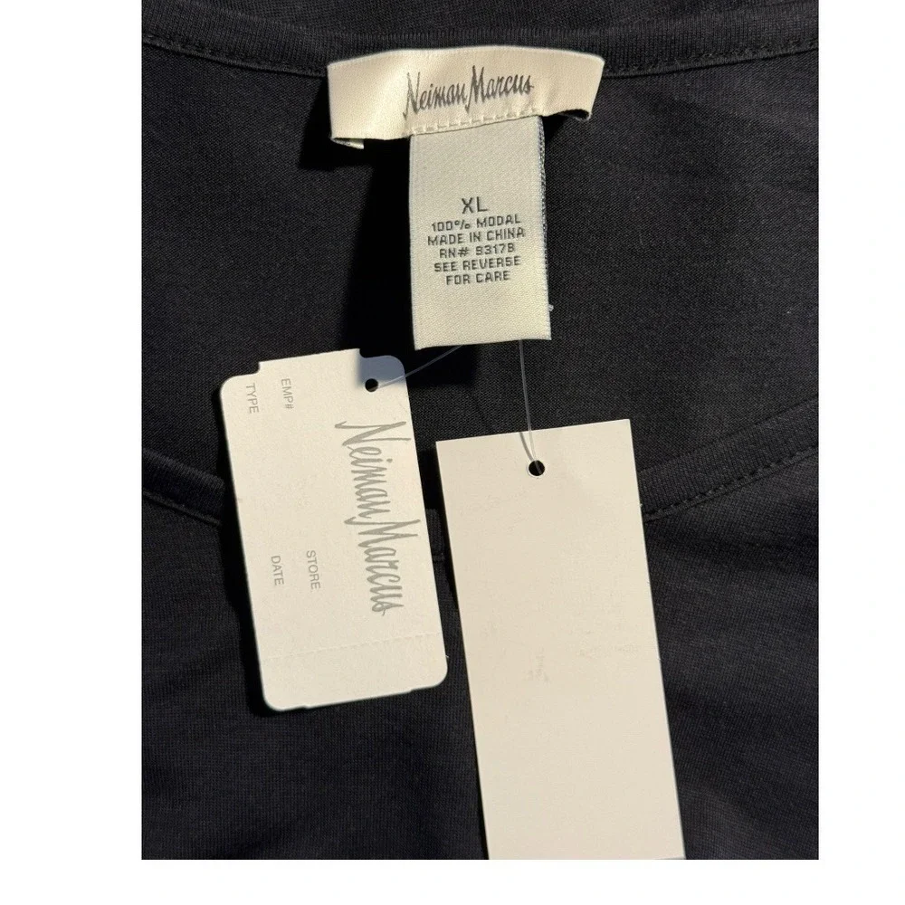 Neiman Marcus XL Black Modal Blend Top Dolman Sleeve Lightweight Blouse NWT - Picture 4 of 7